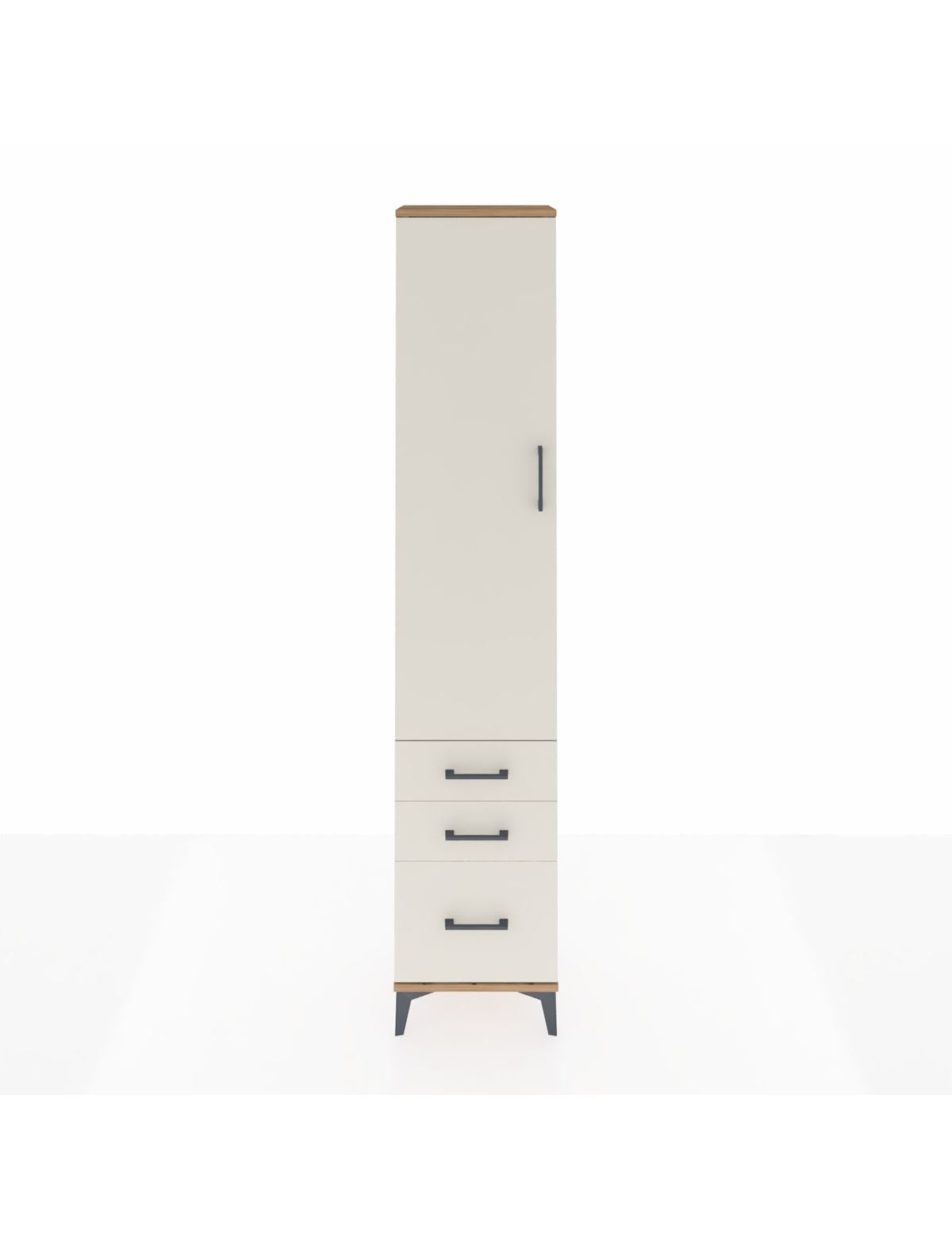 Arges Dolap 4 Raflı 3 Çekmeceli Tek Kapaklı 44x30x221 Çam-Aytaşı