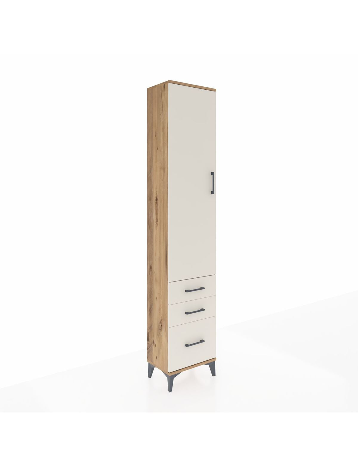 Arges Dolap 4 Raflı 3 Çekmeceli Tek Kapaklı 44x30x221 Çam-Aytaşı