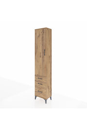 Arges Dolap 4 Raflı 3 Çekmeceli Tek Kapaklı 44x30x221 Çam-Çam