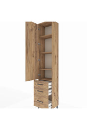 Arges Dolap 4 Raflı 3 Çekmeceli Tek Kapaklı 44x30x221 Çam-Çam
