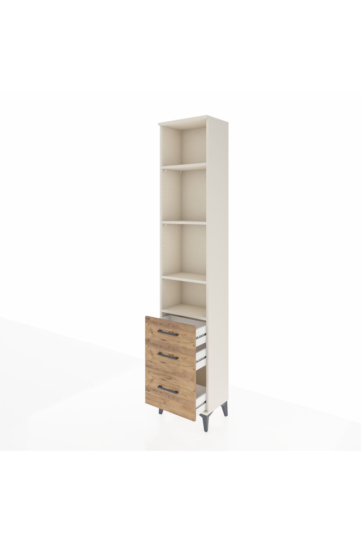 Arges Dolap 4 Raflı 3 Çekmeceli 44x30x221 Aytaşı-Çam