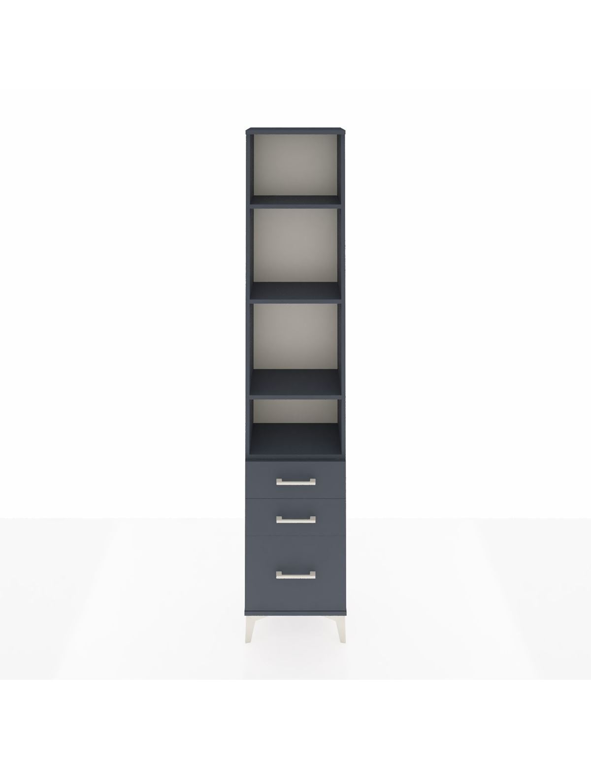 Arges Dolap 4 Raflı 3 Çekmeceli 44x30x221 Antrasit-Antrasit