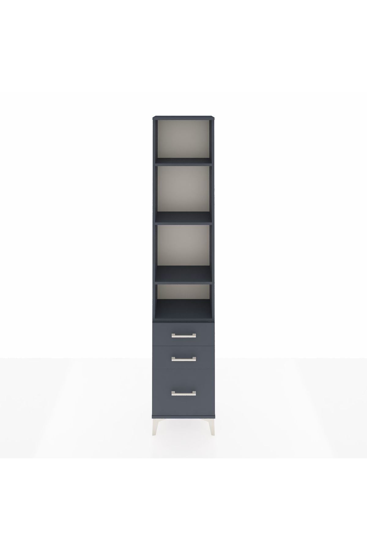 Arges Dolap 4 Raflı 3 Çekmeceli 44x30x221 Antrasit-Antrasit