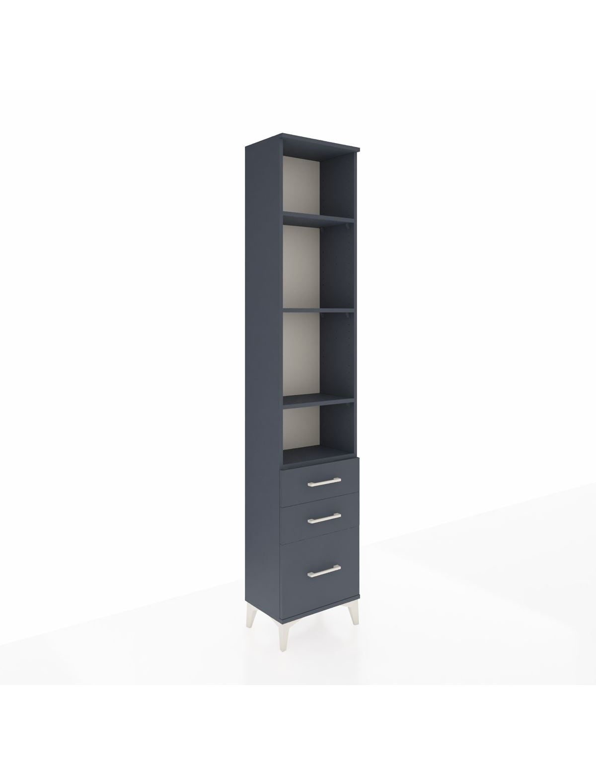 Arges Dolap 4 Raflı 3 Çekmeceli 44x30x221 Antrasit-Antrasit