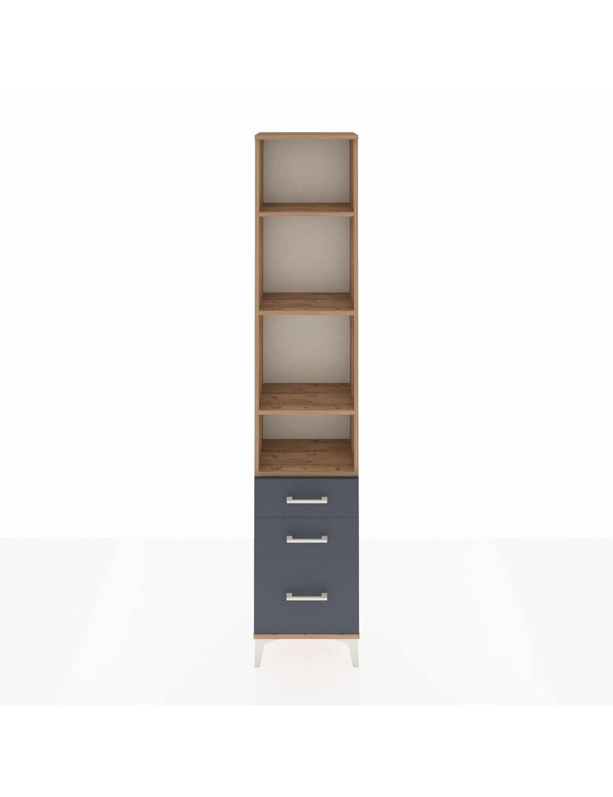 Arges Dolap 4 Raflı 3 Çekmeceli 44x30x221 Çam-Antrasit