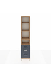 Arges Dolap 4 Raflı 3 Çekmeceli 44x30x221 Çam-Antrasit