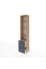 Arges Dolap 4 Raflı 3 Çekmeceli 44x30x221 Çam-Antrasit