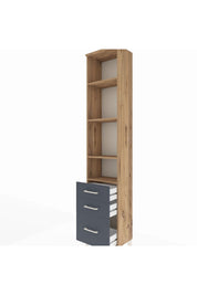 Arges Dolap 4 Raflı 3 Çekmeceli 44x30x221 Çam-Antrasit