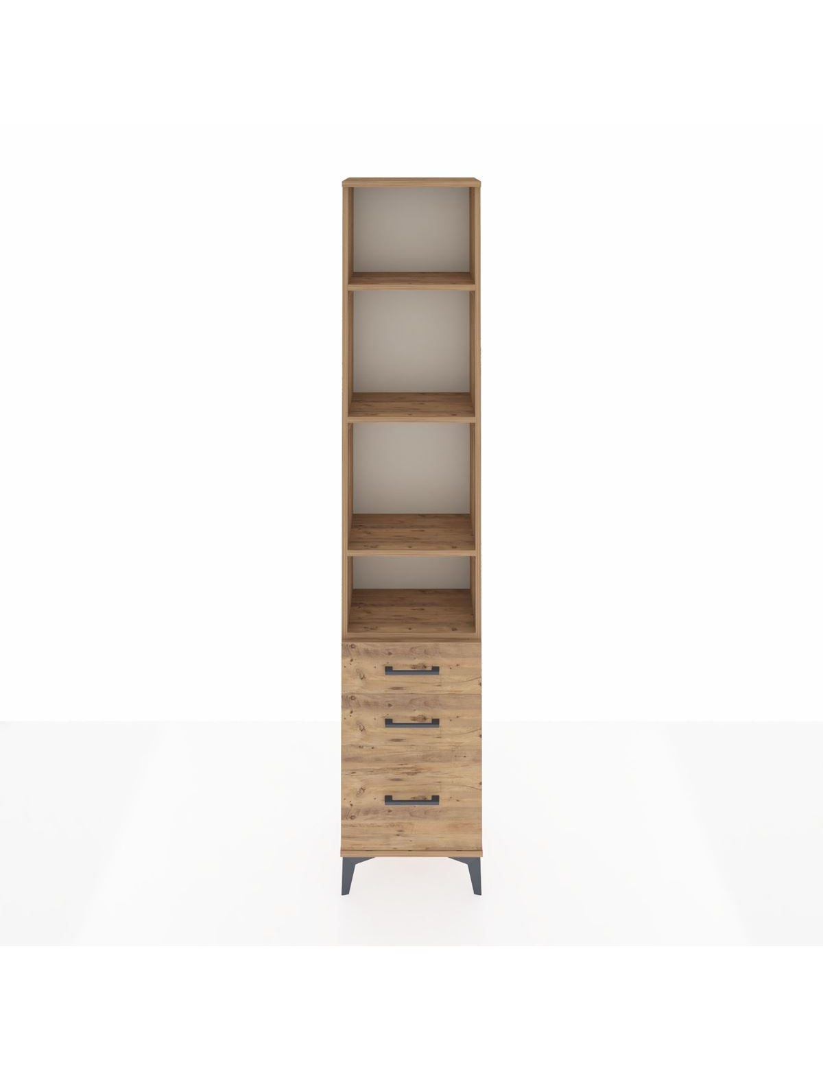 Arges Dolap 4 Raflı 3 Çekmeceli 44x30x221 Çam-Çam