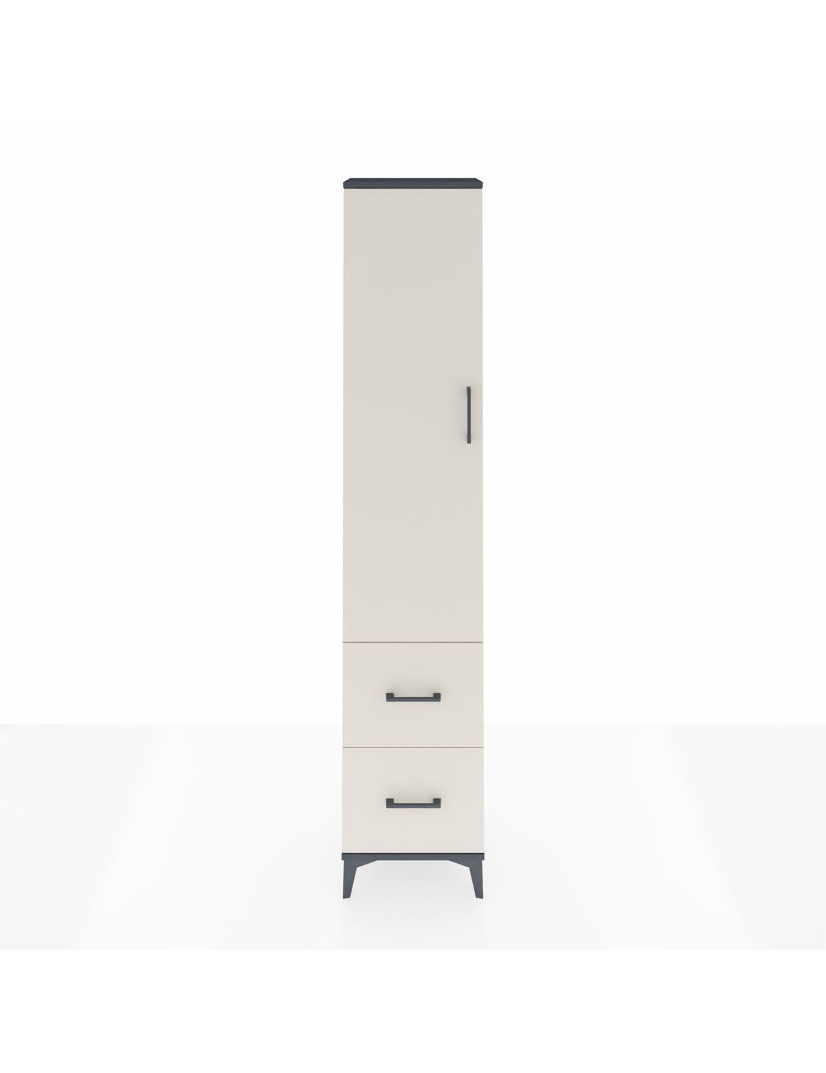 Arges Dolap 2 Raflı 2 Çekmeceli Tek Askılı 44x30x221 Antrasit-Aytaşı