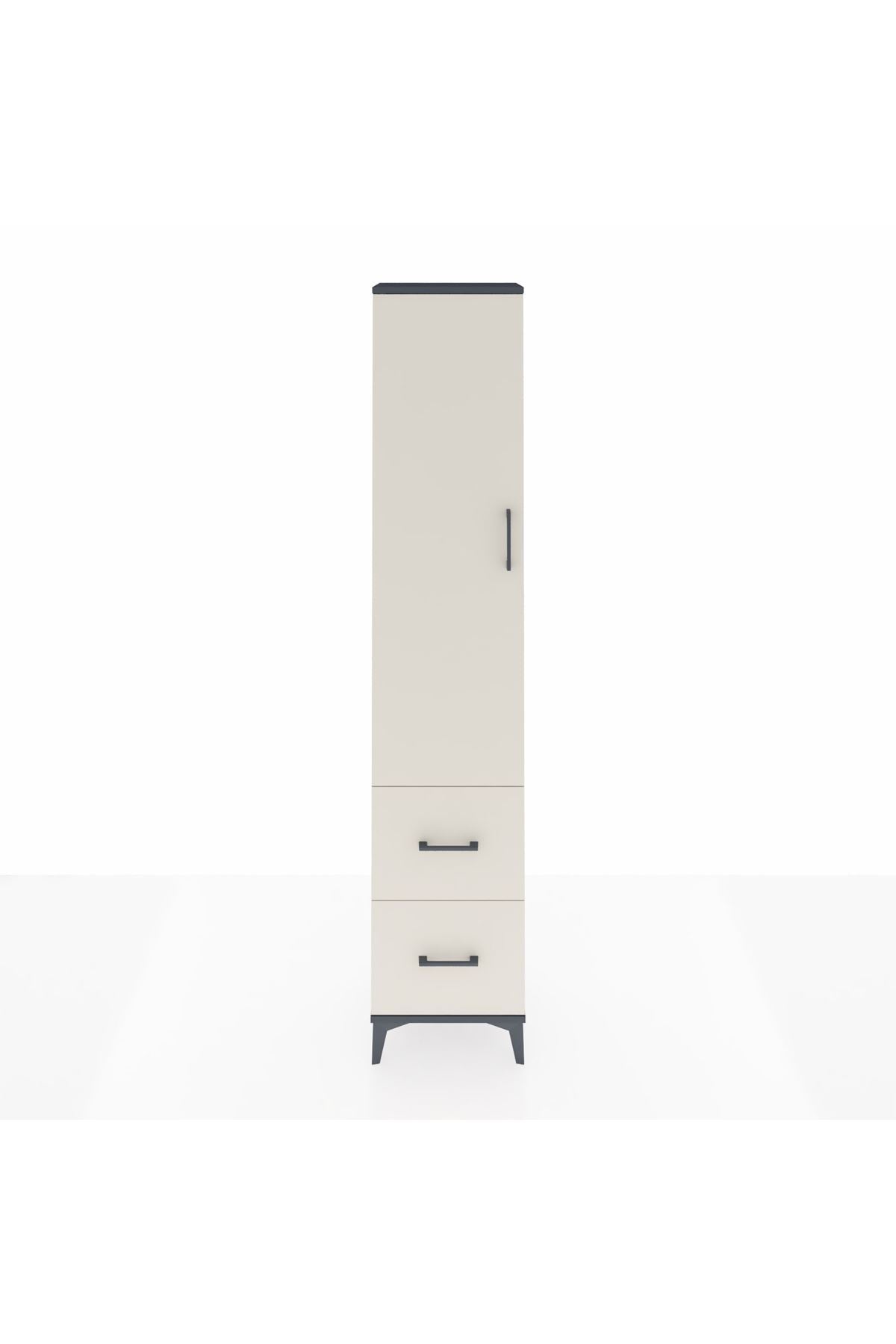 Arges Dolap 2 Raflı 2 Çekmeceli Tek Askılı 44x30x221 Antrasit-Aytaşı