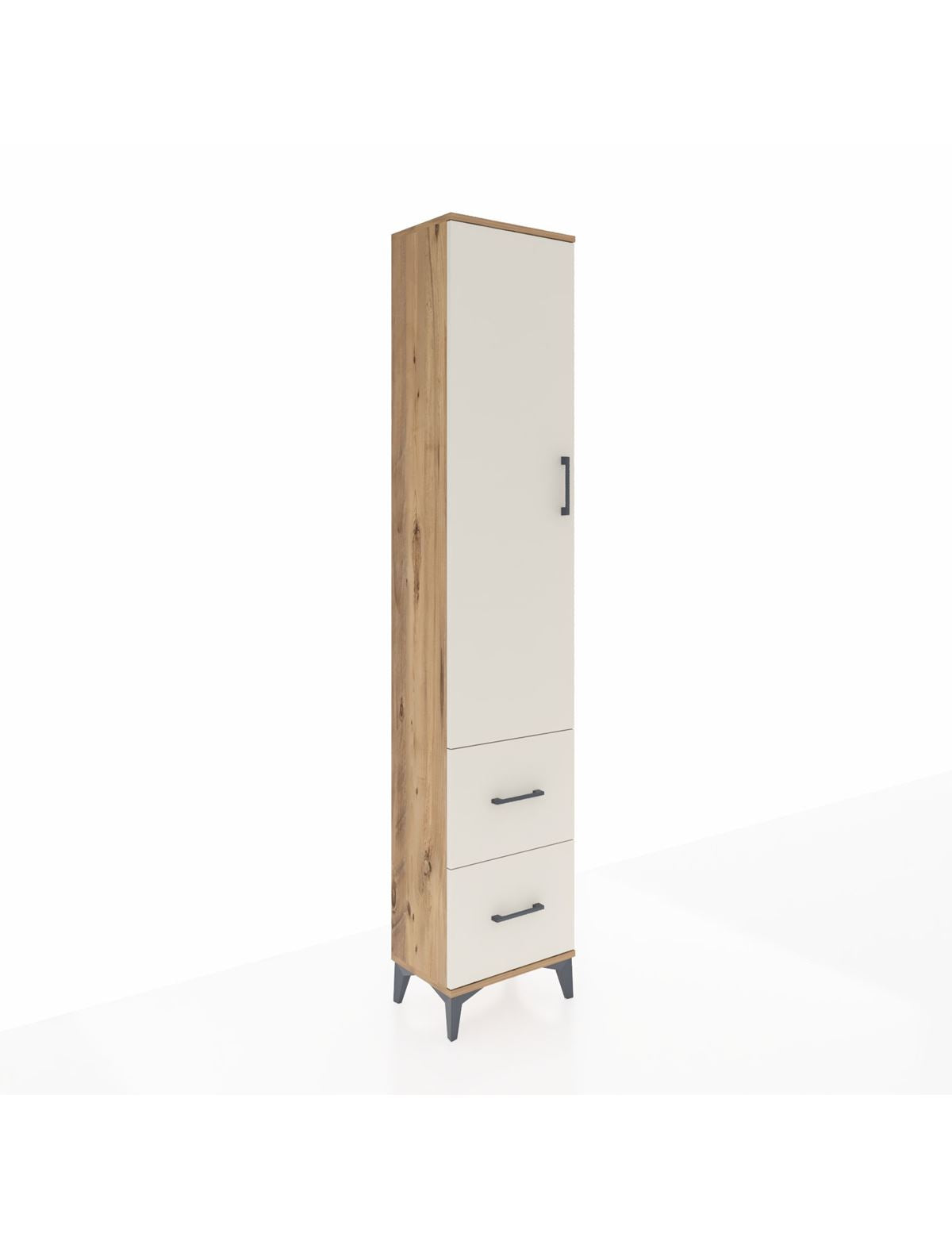 Arges Dolap 2 Raflı 2 Çekmeceli Tek Askılı 44x30x221 Çam-Aytaşı