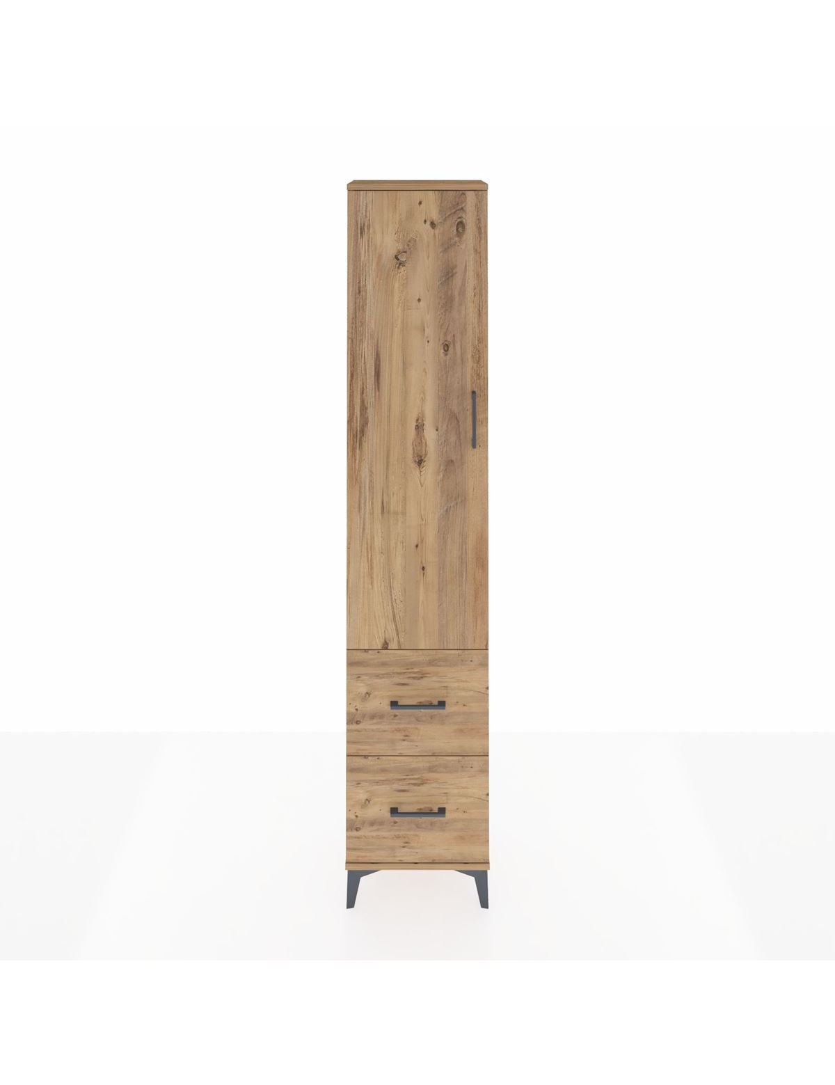 Arges Dolap 2 Raflı 2 Çekmeceli Tek Askılı 44x30x221 Çam-Çam