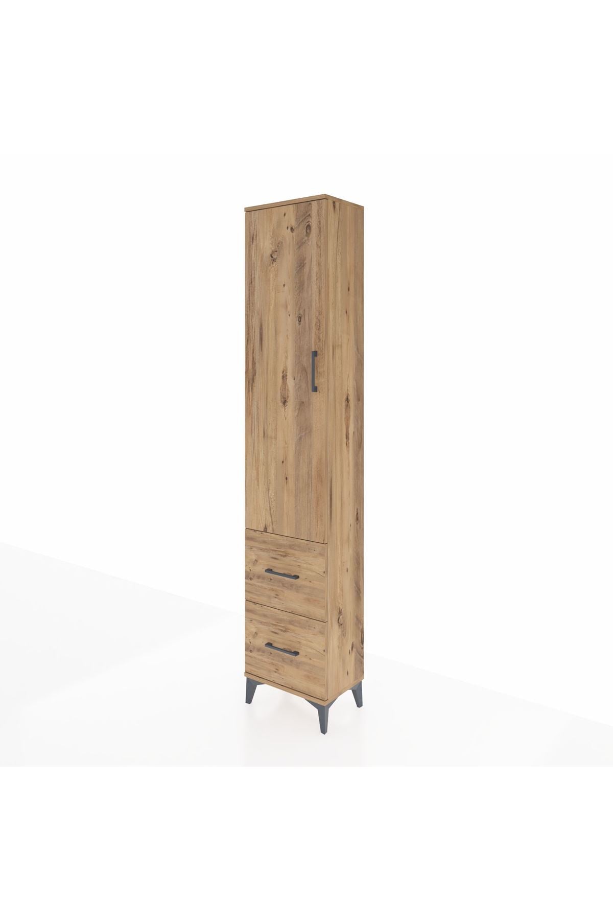 Arges Dolap 2 Raflı 2 Çekmeceli Tek Askılı 44x30x221 Çam-Çam