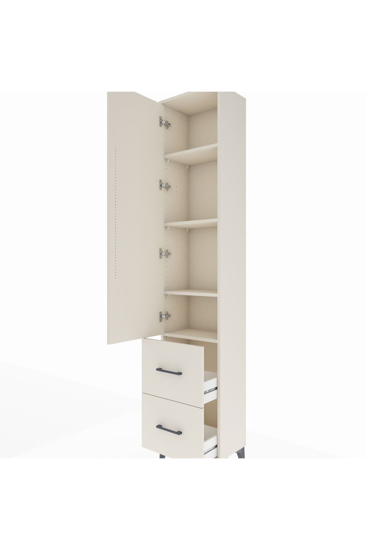 Arges Dolap 4 Raflı 2 Çekmeceli Tek Kapaklı 44x30x221 Aytaşı-Aytaşı