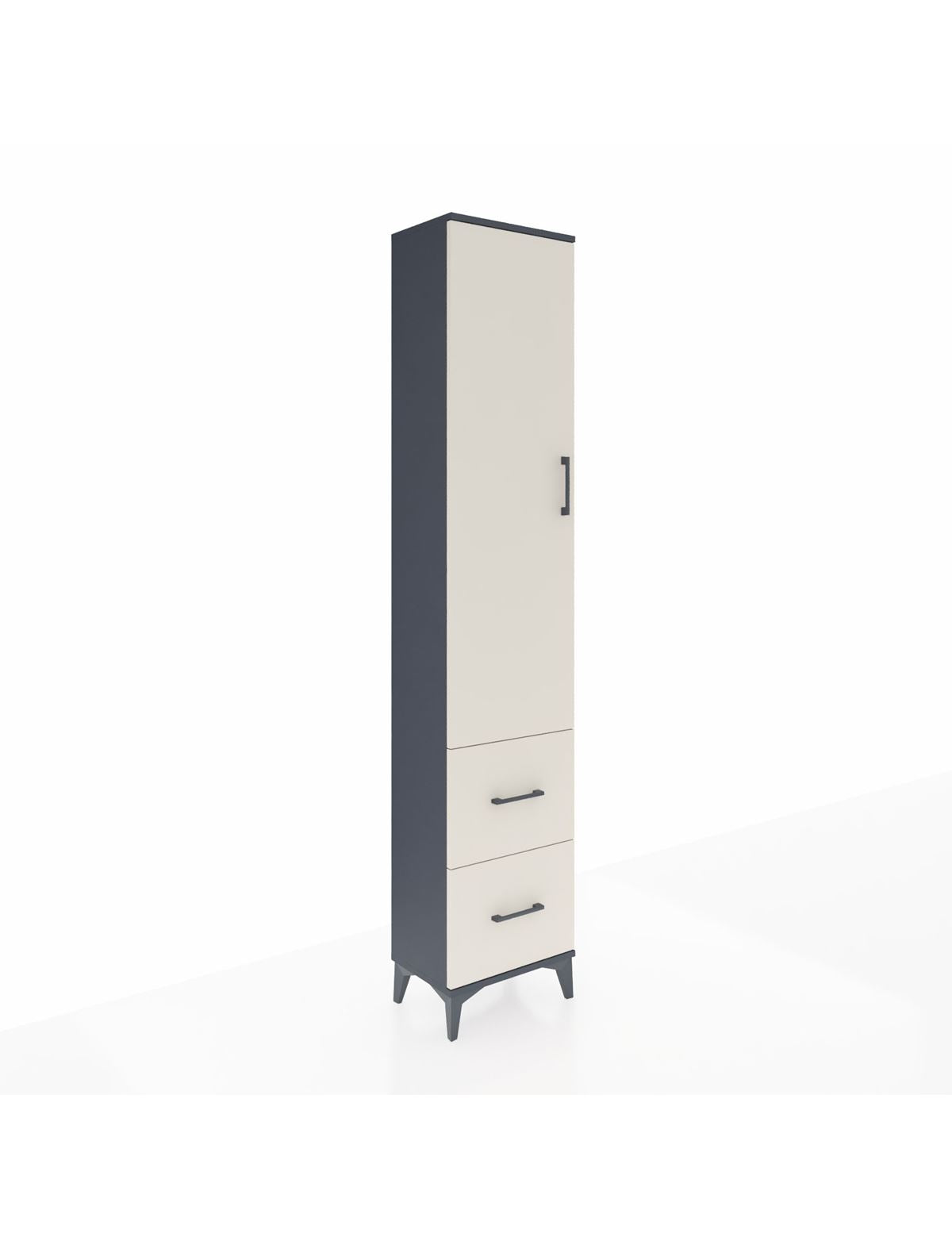 Arges Dolap 4 Raflı 2 Çekmeceli Tek Kapaklı 44x30x221 Antrasit-Aytaşı