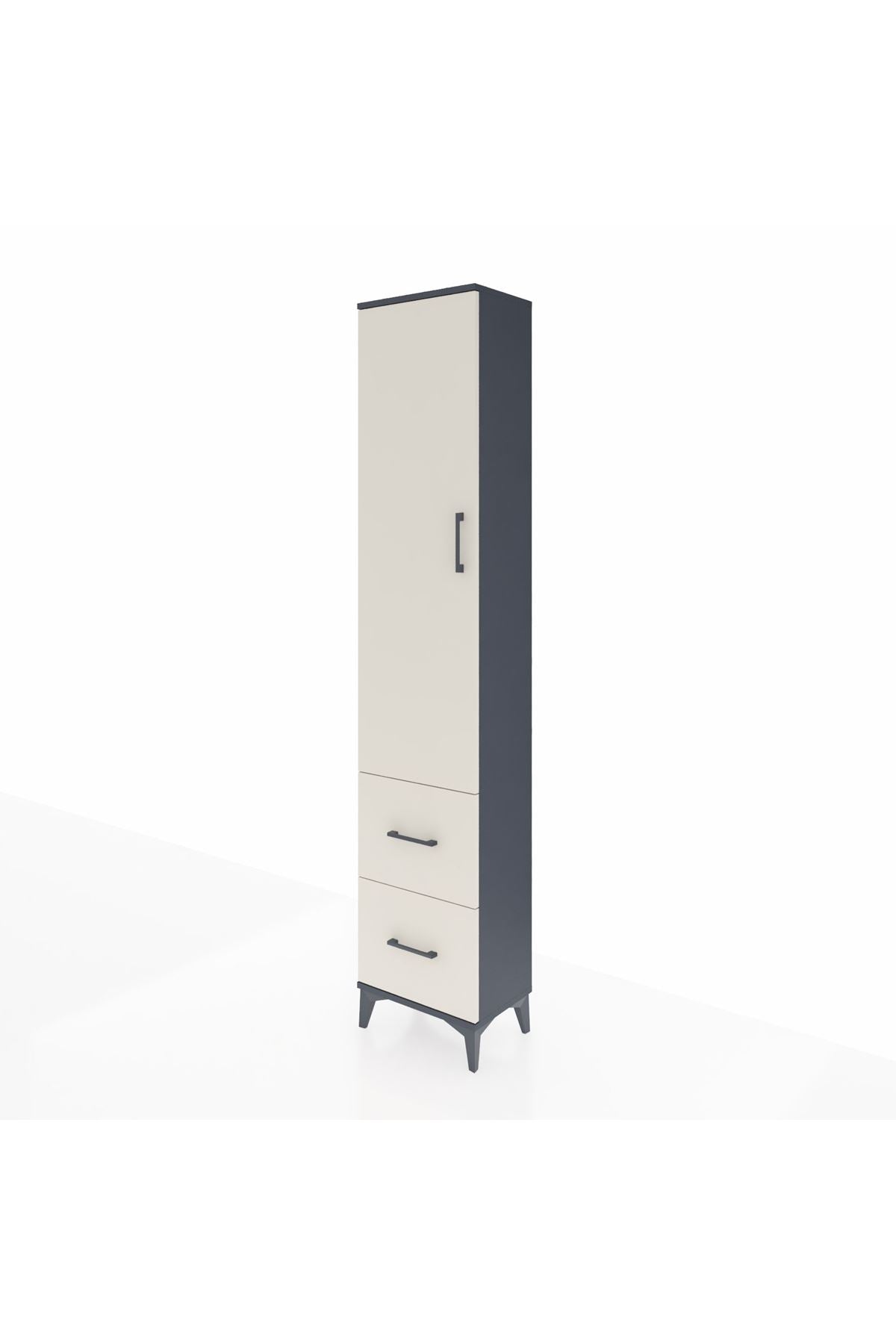 Arges Dolap 4 Raflı 2 Çekmeceli Tek Kapaklı 44x30x221 Antrasit-Aytaşı