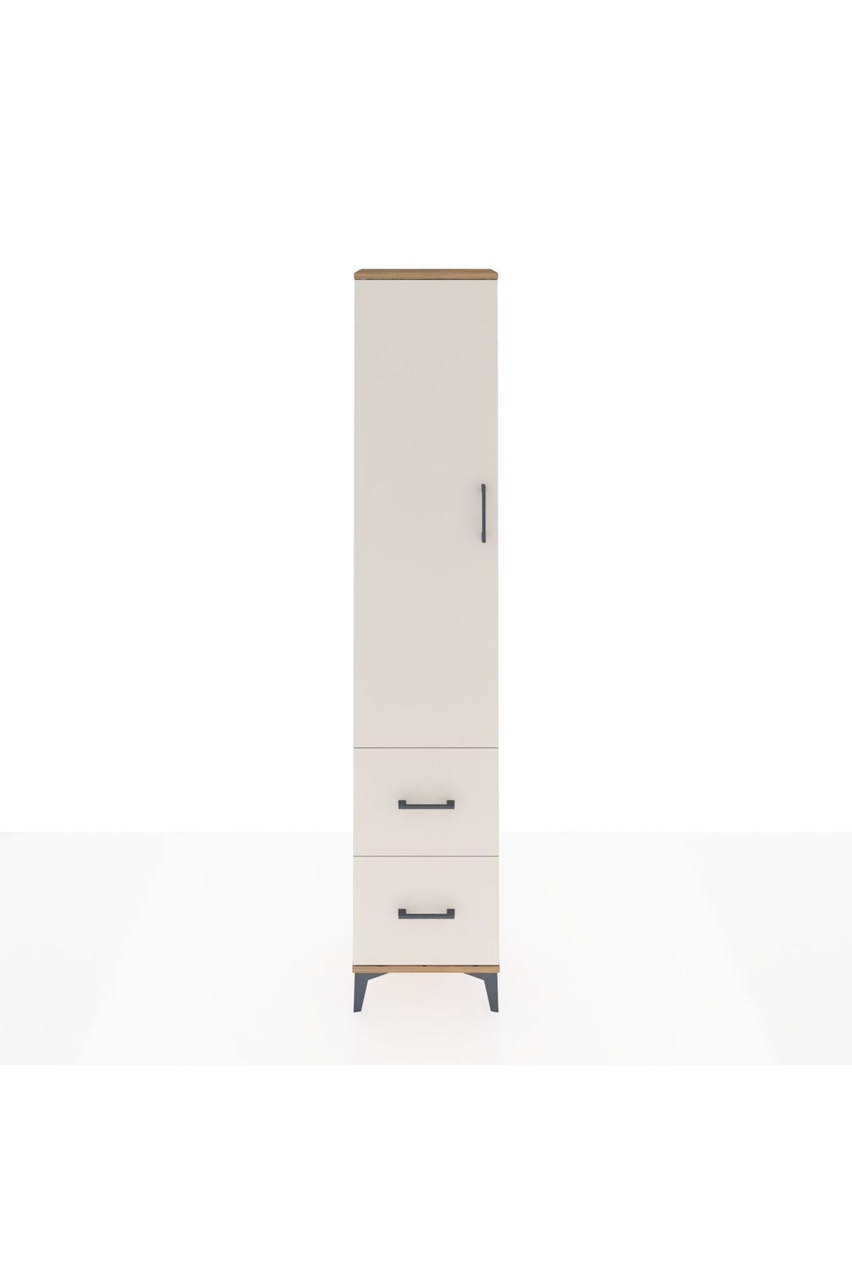 Arges Dolap 4 Raflı 2 Çekmeceli Tek Kapaklı 44x30x221 Çam-Aytaşı