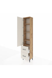 Arges Dolap 4 Raflı 2 Çekmeceli Tek Kapaklı 44x30x221 Çam-Aytaşı