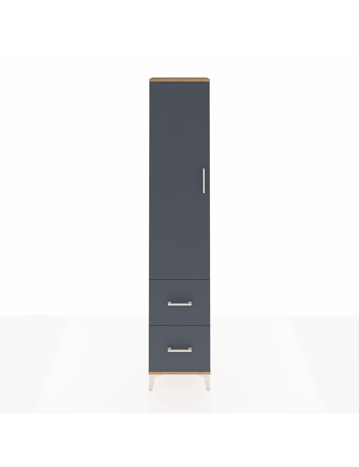 Arges Dolap 4 Raflı 2 Çekmeceli Tek Kapaklı 44x30x221 Çam-Antrasit