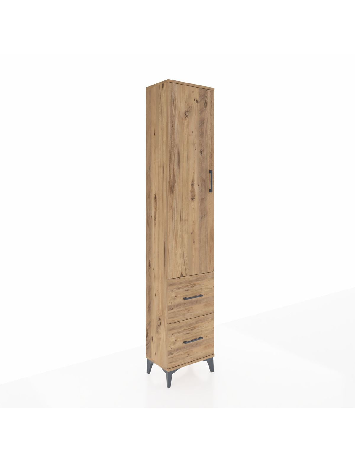 Arges Dolap 4 Raflı 2 Çekmeceli Tek Kapaklı 44x30x221 Çam-Çam