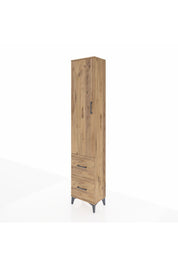 Arges Dolap 4 Raflı 2 Çekmeceli Tek Kapaklı 44x30x221 Çam-Çam