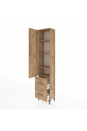 Arges Dolap 4 Raflı 2 Çekmeceli Tek Kapaklı 44x30x221 Çam-Çam