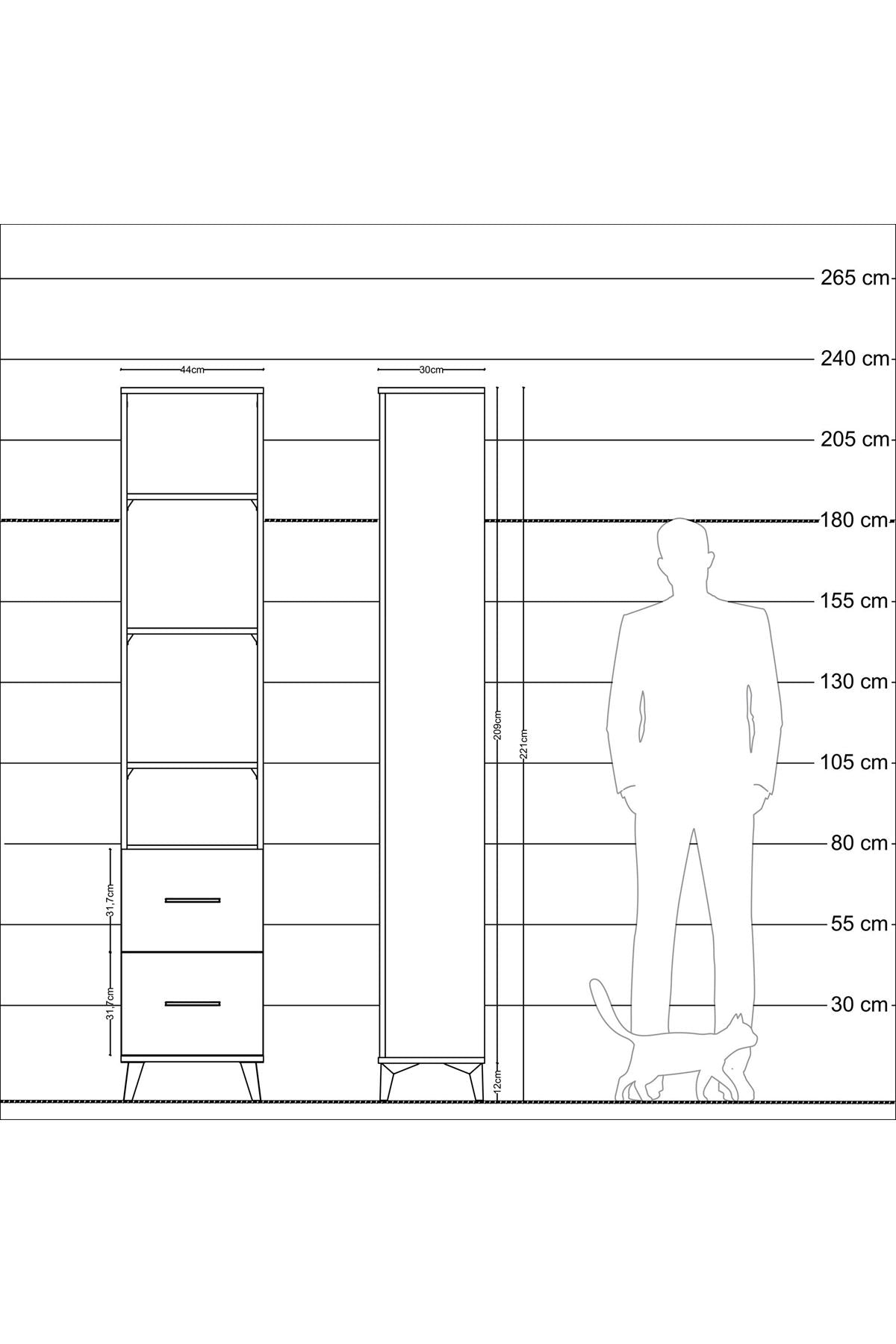 Arges Dolap 4 Raflı 2 Çekmeceli 44x30x221 Aytaşı-Çam