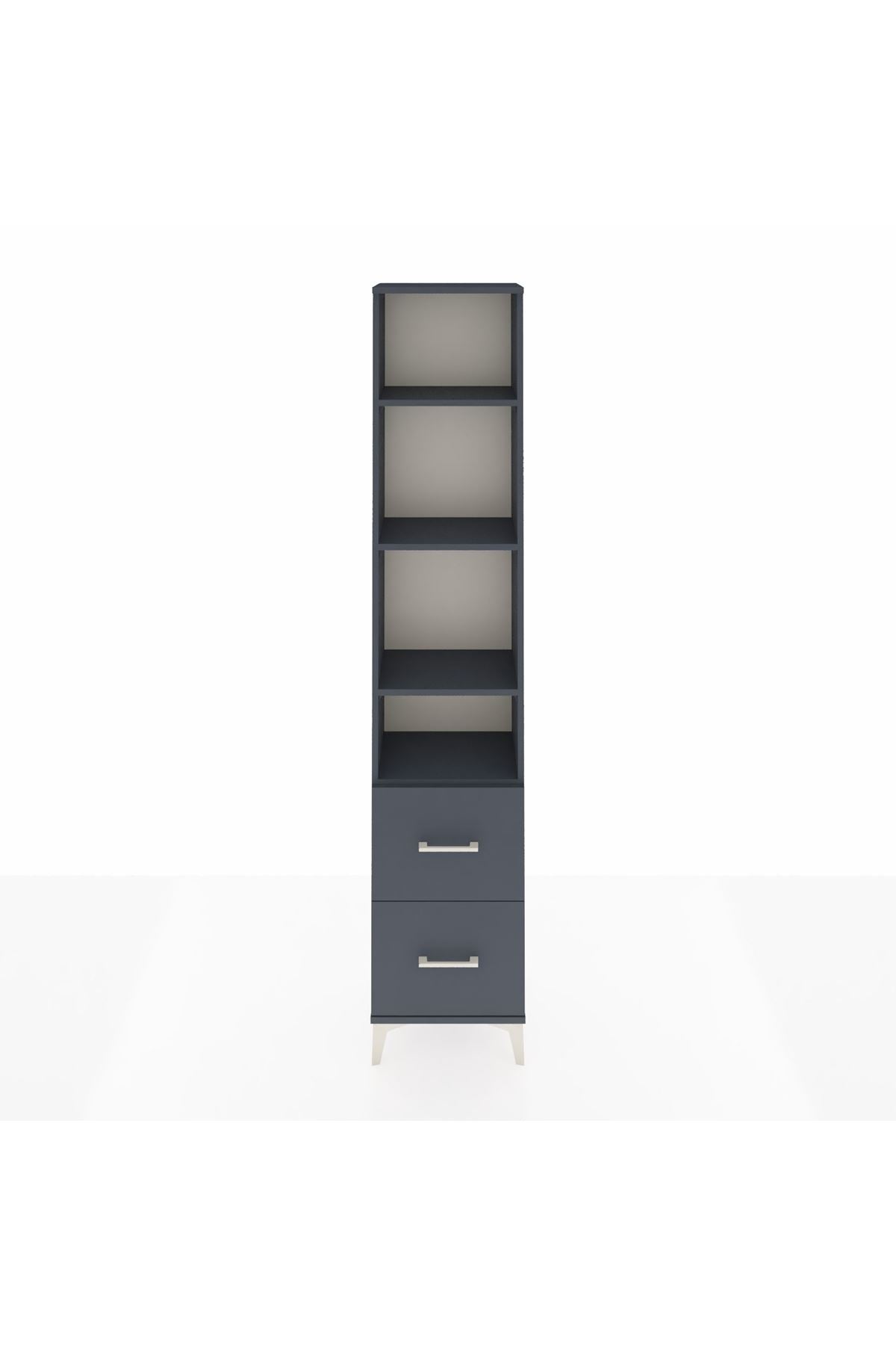 Arges Dolap 4 Raflı 2 Çekmeceli 44x30x221 Antrasit-Antrasit