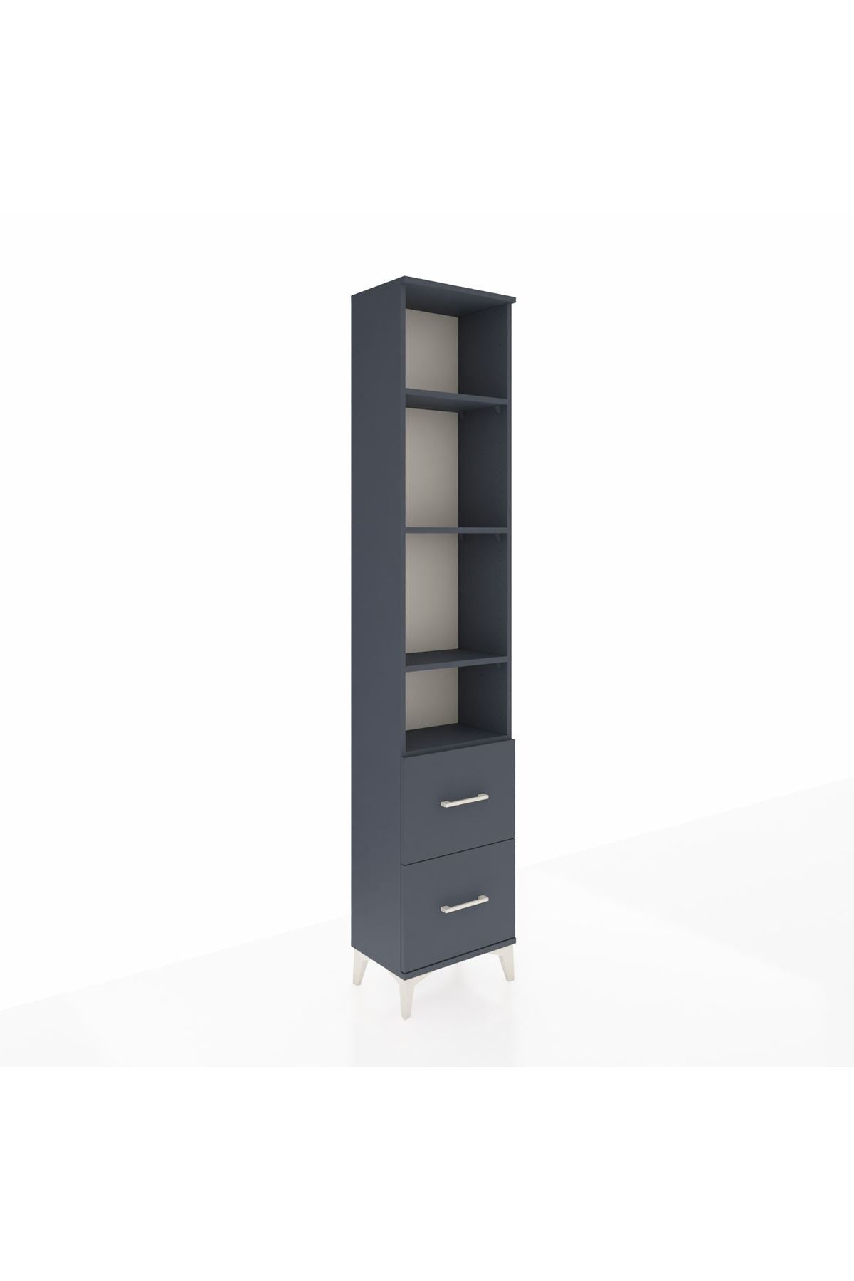 Arges Dolap 4 Raflı 2 Çekmeceli 44x30x221 Antrasit-Antrasit