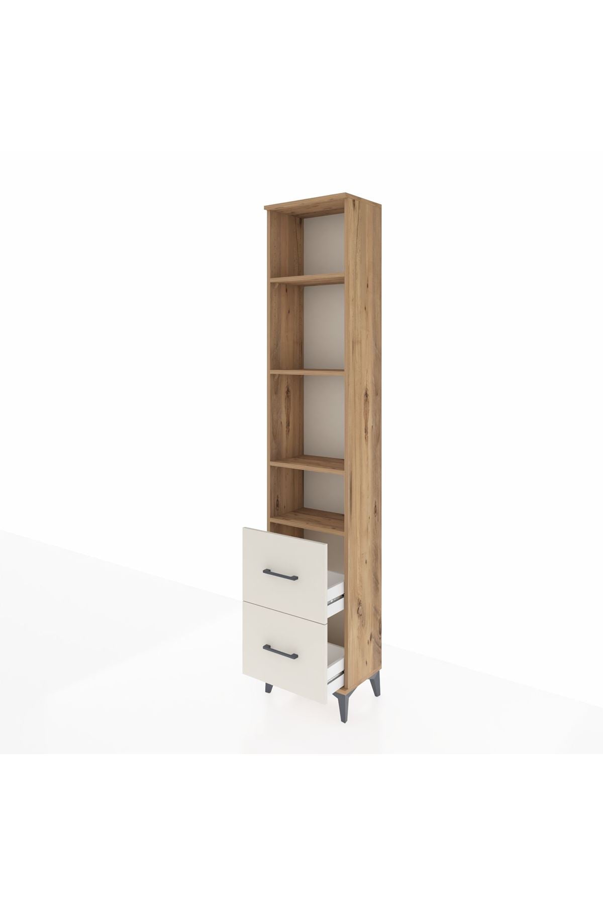 Arges Dolap 4 Raflı 2 Çekmeceli 44x30x221 Çam-Aytaşı