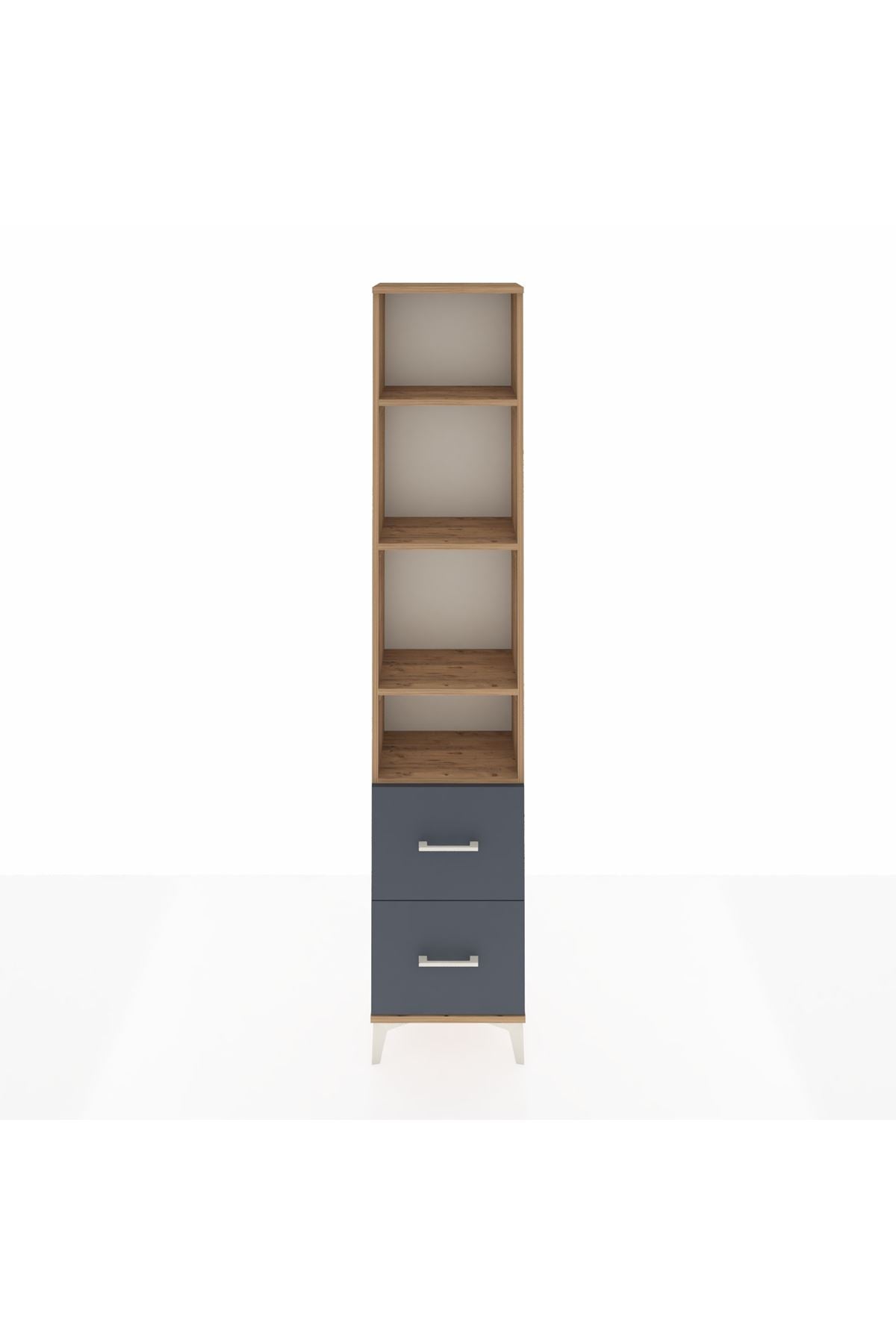 Arges Dolap 4 Raflı 2 Çekmeceli 44x30x221 Çam-Antrasit