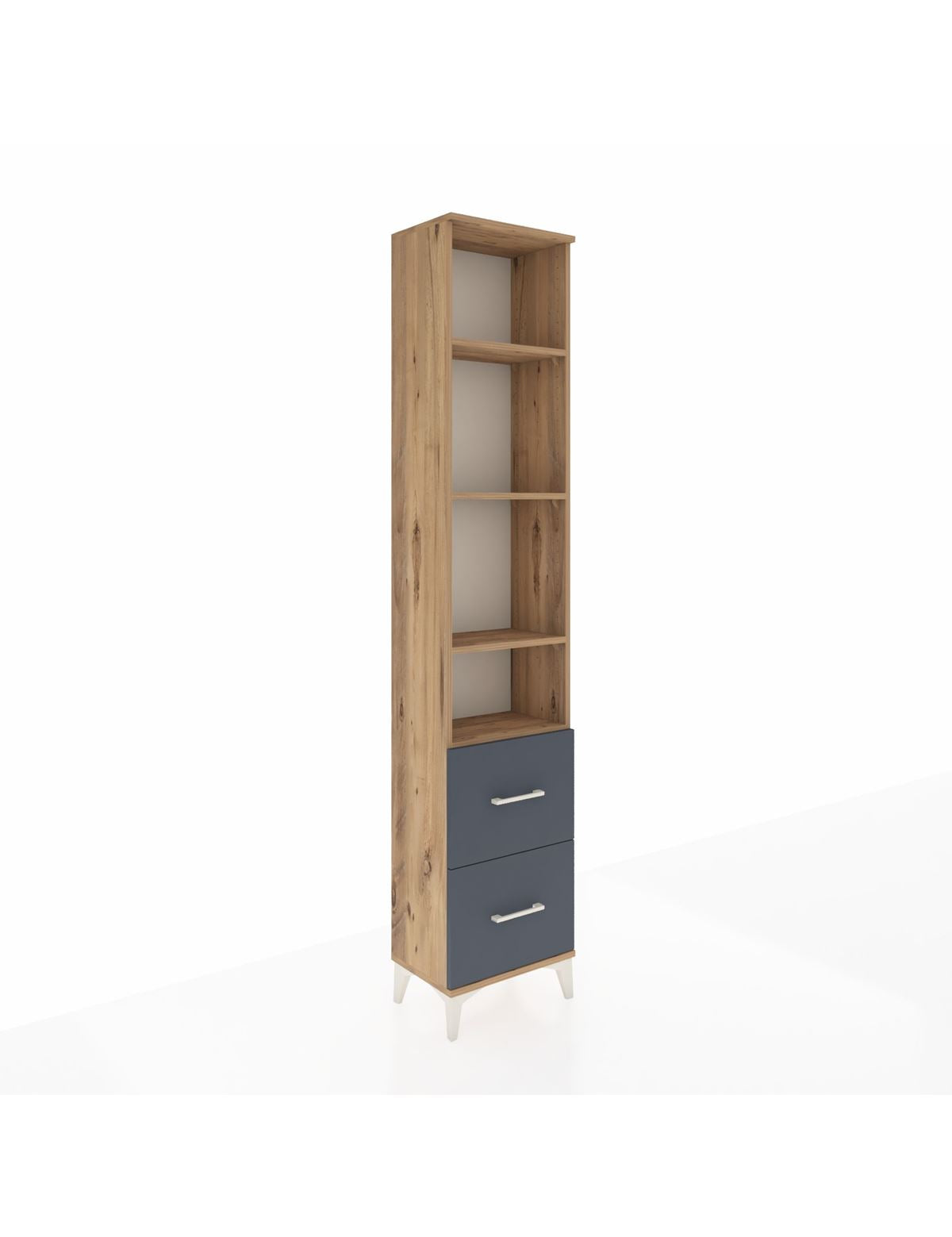 Arges Dolap 4 Raflı 2 Çekmeceli 44x30x221 Çam-Antrasit