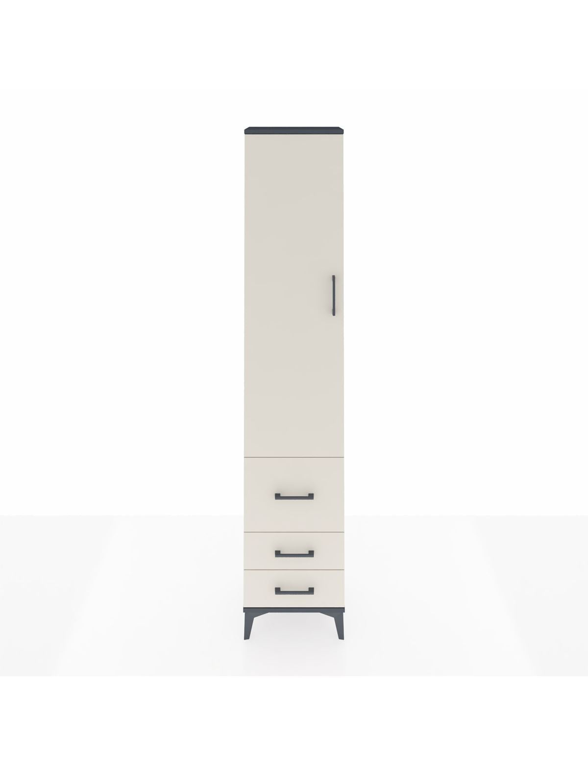 Arges Dolap 2 Raflı 3 Çekmeceli Tek Askılı 44x30x221 Antrasit-Aytaşı