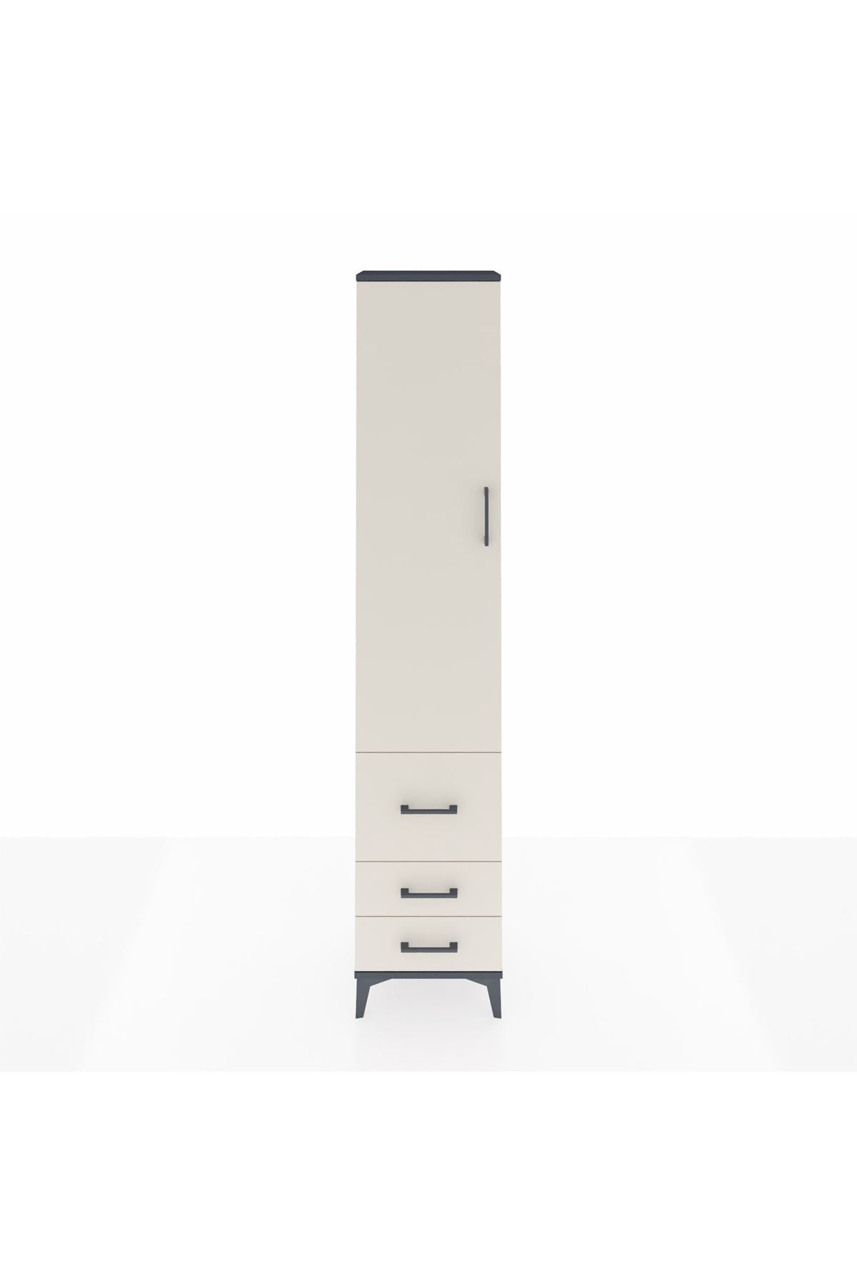 Arges Dolap 2 Raflı 3 Çekmeceli Tek Askılı 44x30x221 Antrasit-Aytaşı