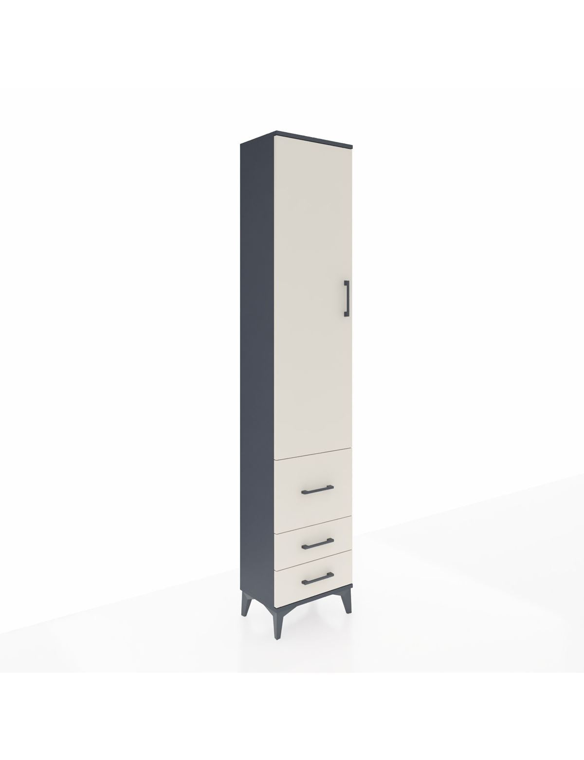 Arges Dolap 2 Raflı 3 Çekmeceli Tek Askılı 44x30x221 Antrasit-Aytaşı