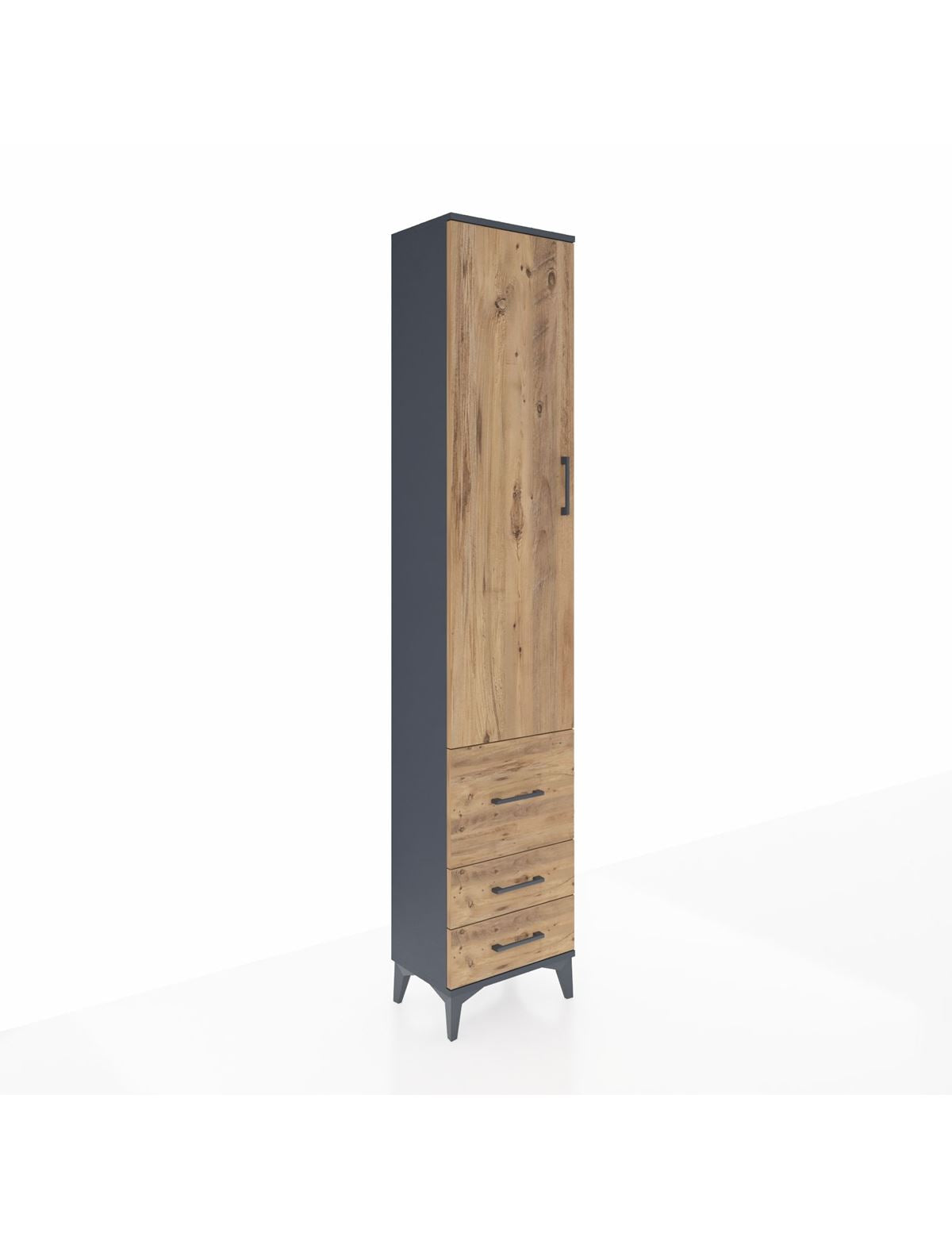 Arges Dolap 2 Raflı 3 Çekmeceli Tek Askılı 44x30x221 Antrasit-Çam