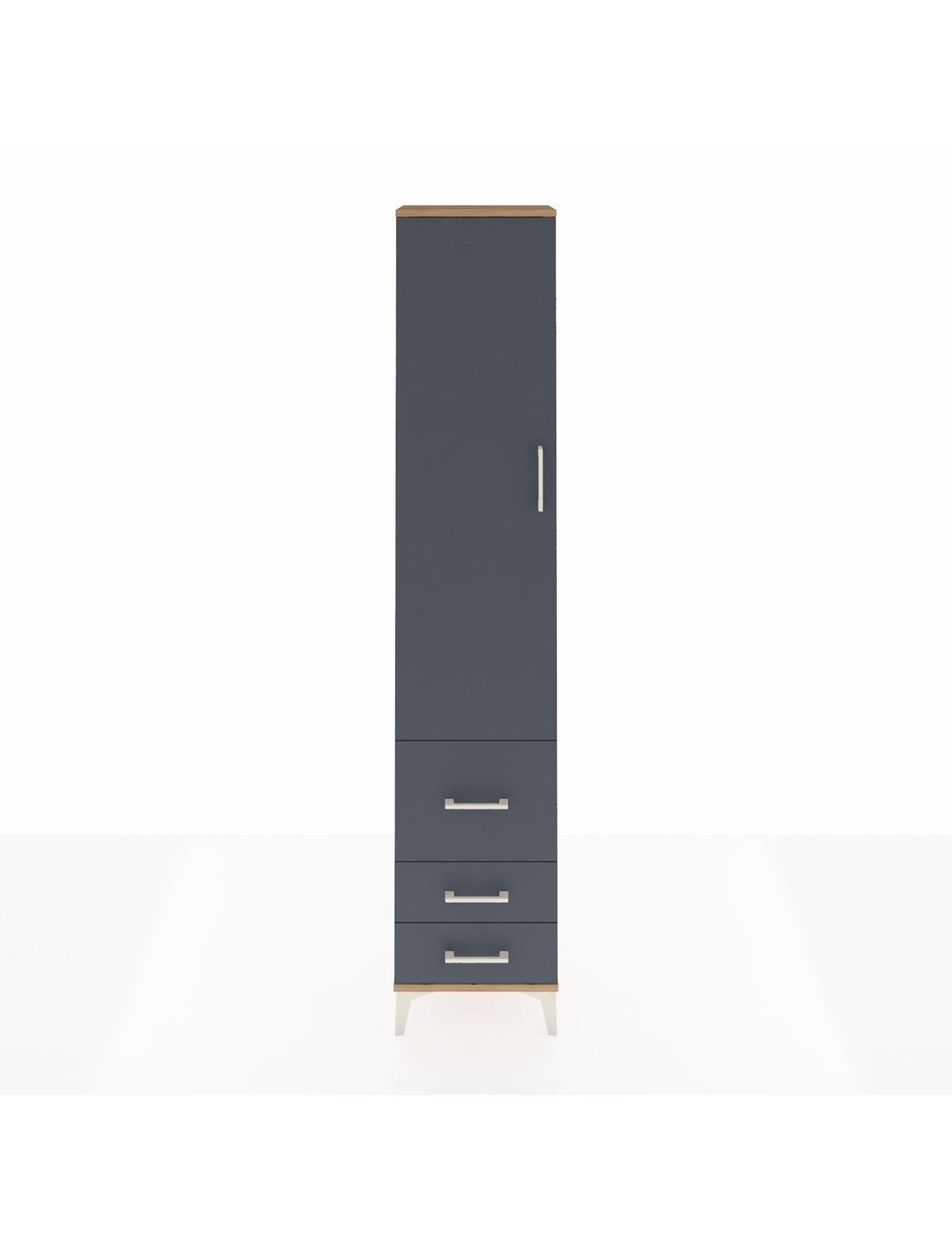 Arges Dolap 2 Raflı 3 Çekmeceli Tek Askılı 44x30x221 Çam-Antrasit