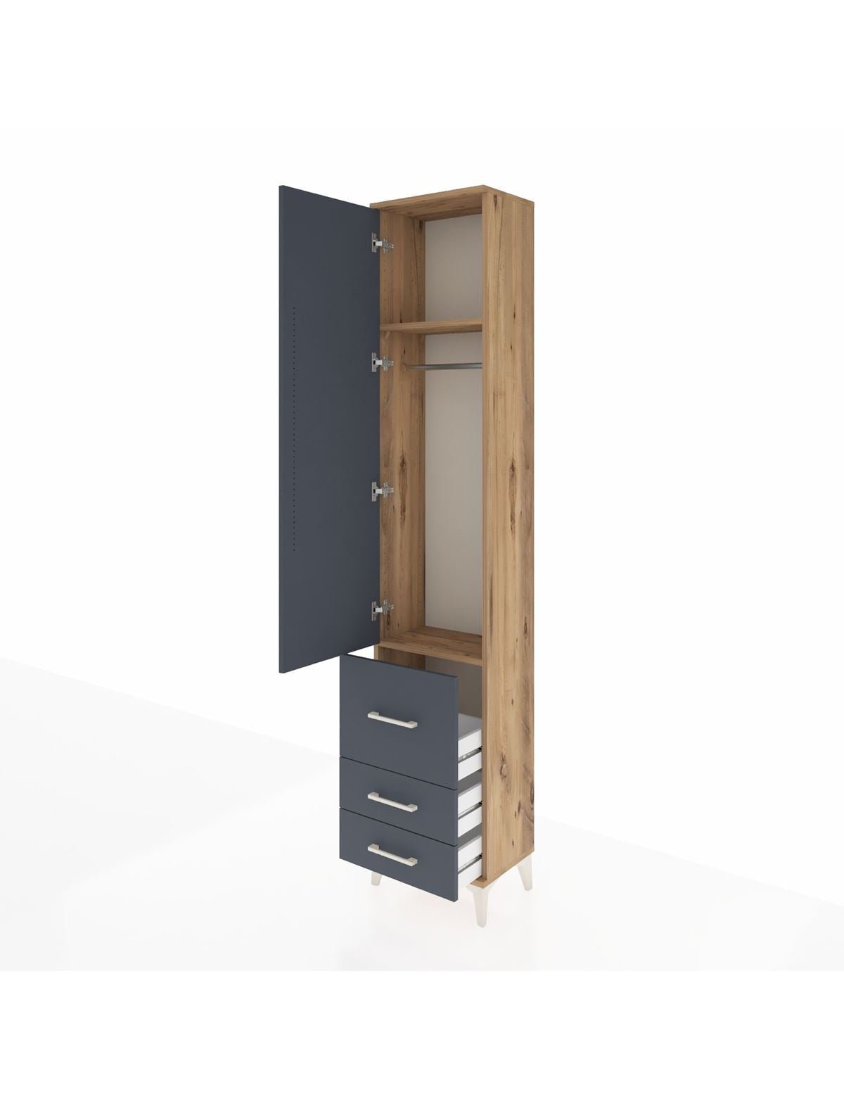 Arges Dolap 2 Raflı 3 Çekmeceli Tek Askılı 44x30x221 - S28M037V8A