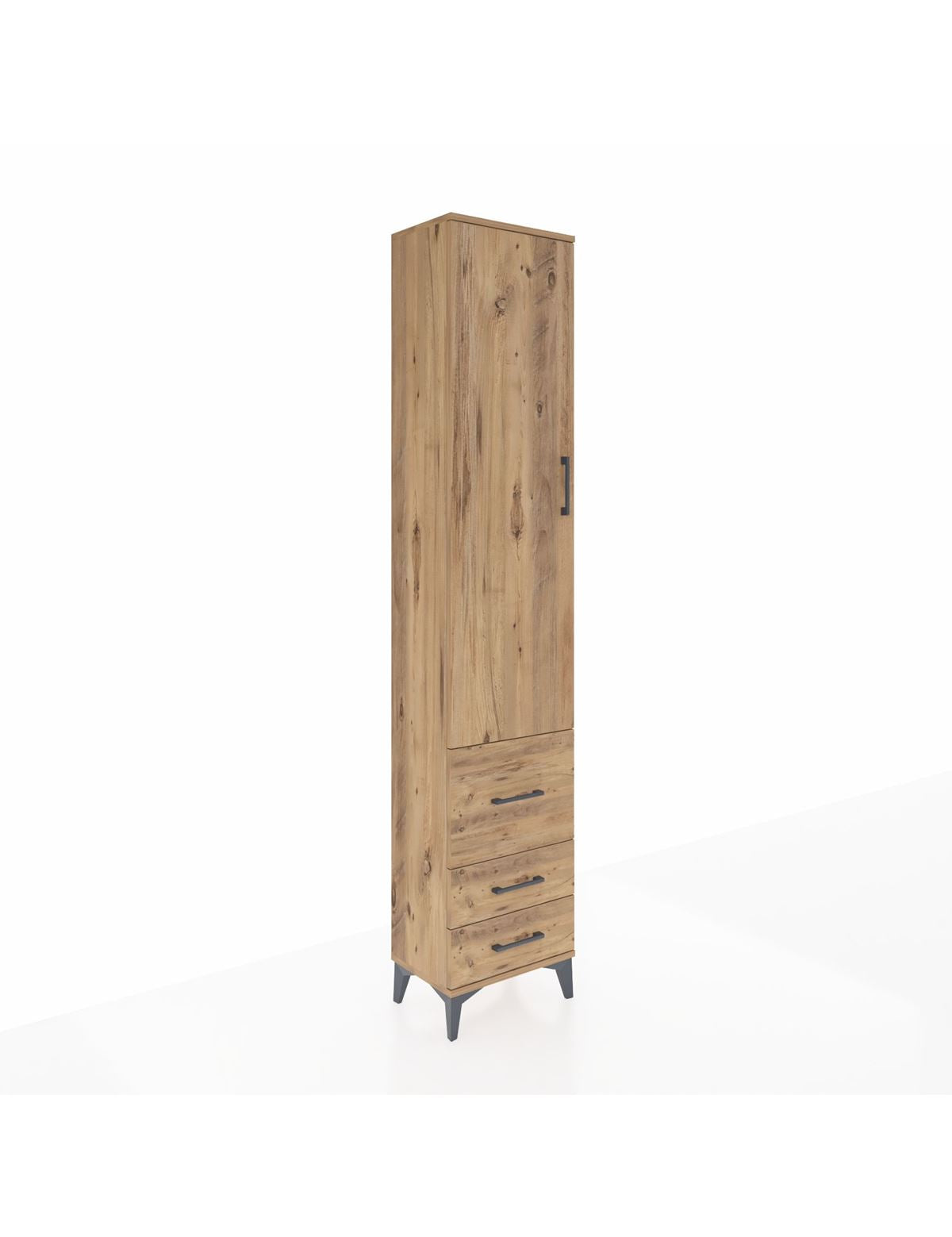 Arges Dolap 2 Raflı 3 Çekmeceli Tek Askılı 44x30x221 Çam-Çam