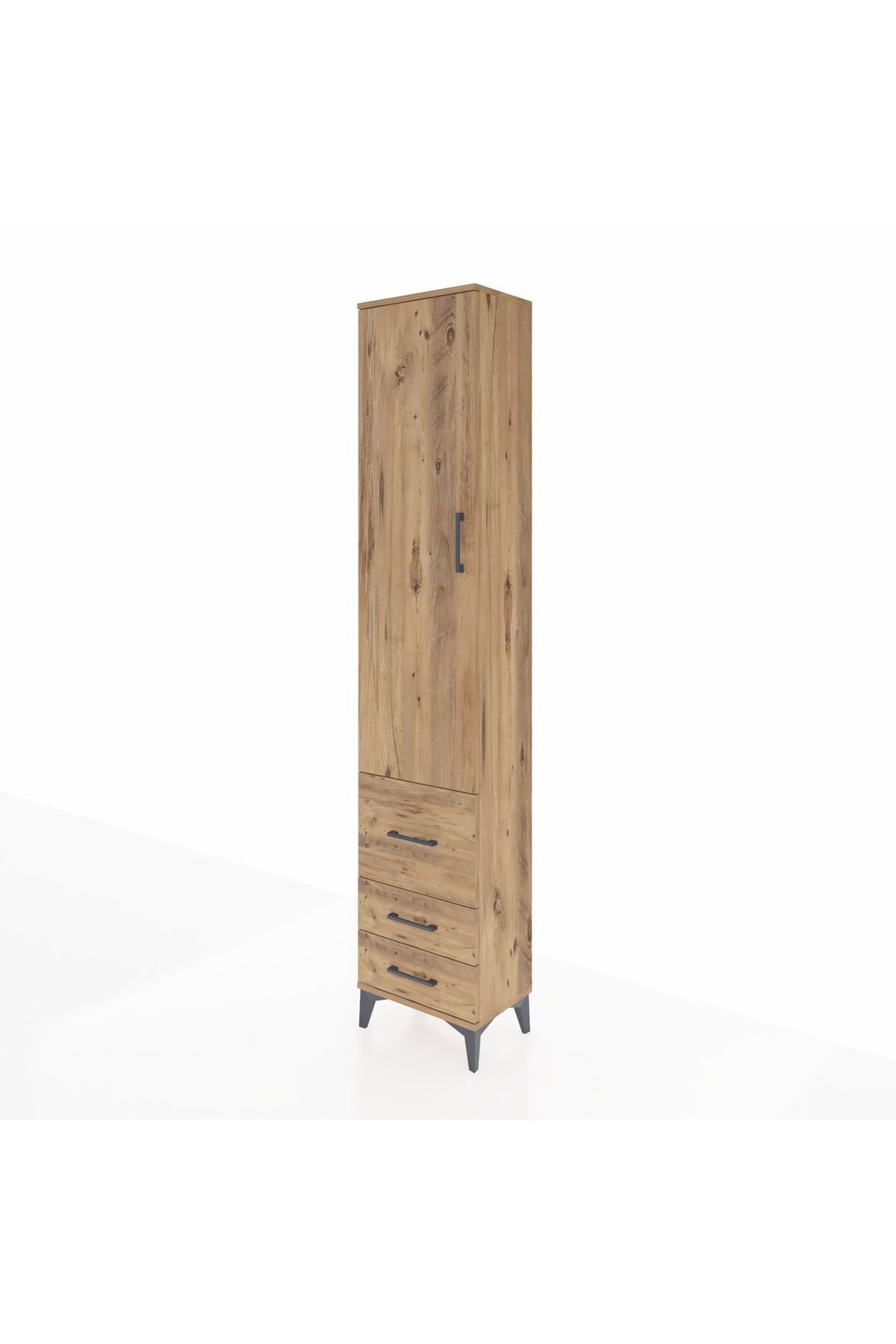 Arges Dolap 2 Raflı 3 Çekmeceli Tek Askılı 44x30x221 Çam-Çam