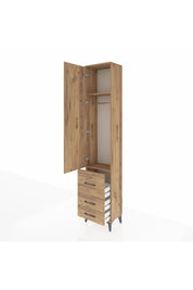 Arges Dolap 2 Raflı 3 Çekmeceli Tek Askılı 44x30x221 Çam-Çam