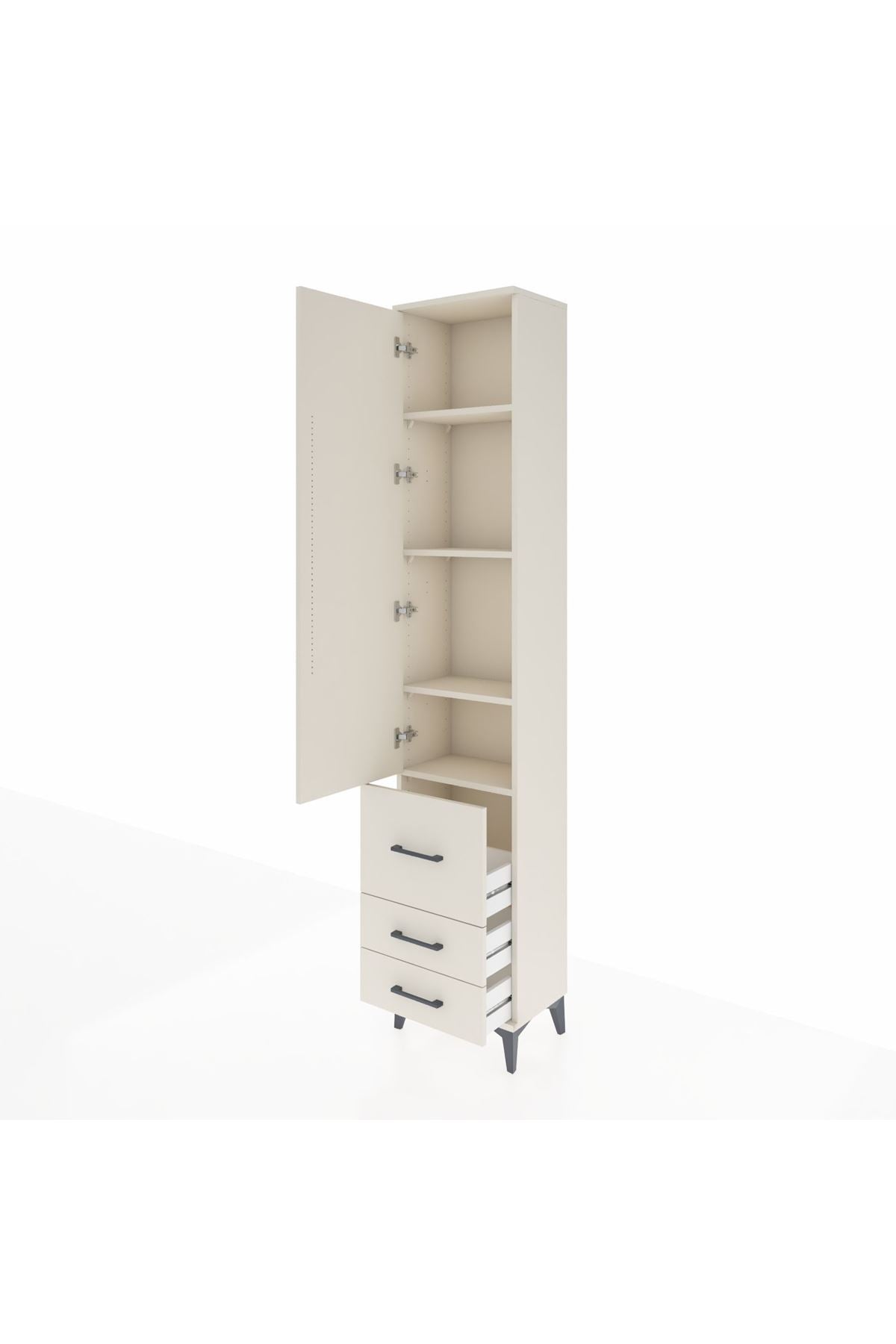 Arges Dolap 4 Raflı 3 Çekmeceli Tek Kapaklı 44x30x221 Aytaşı-Aytaşı