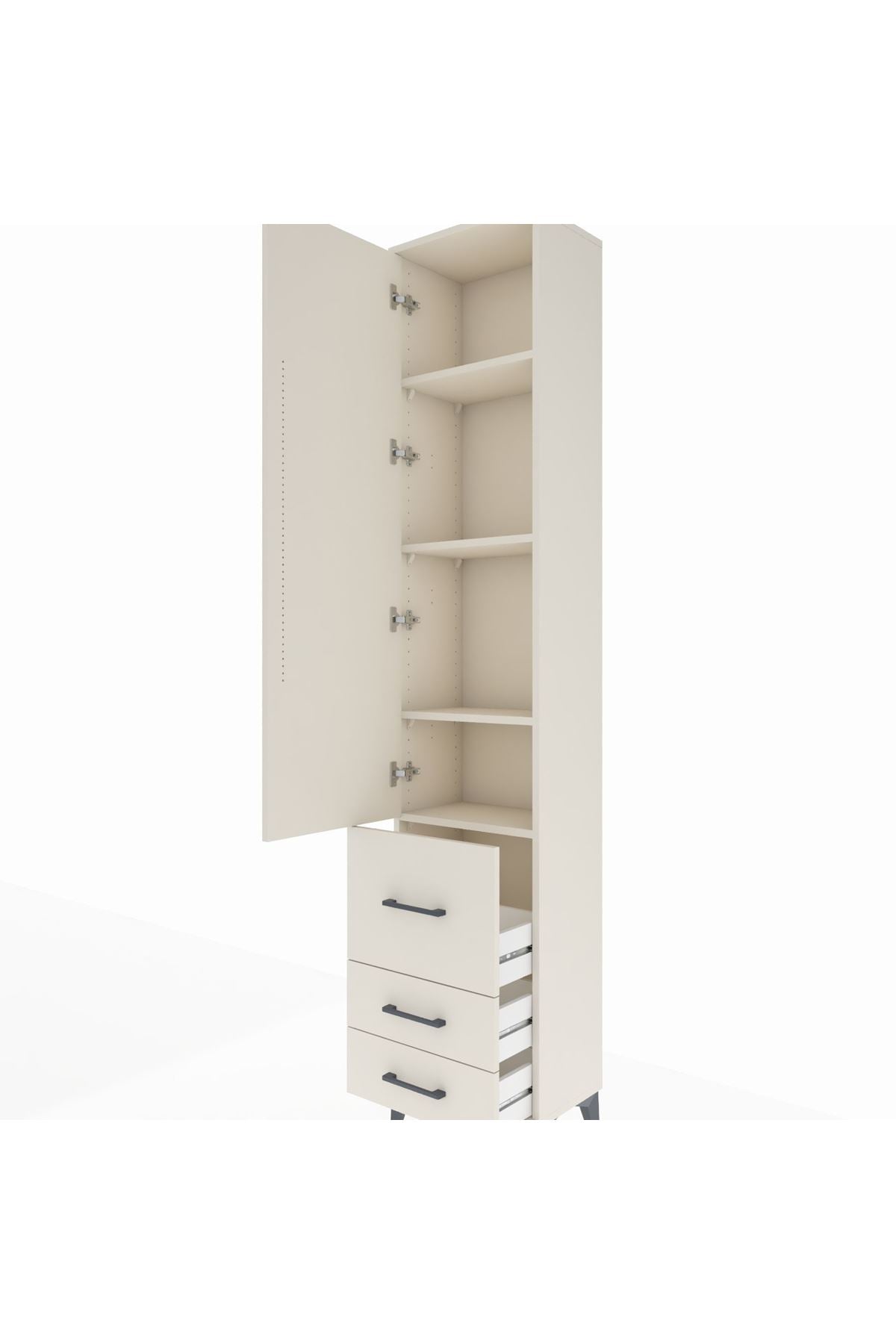 Arges Dolap 4 Raflı 3 Çekmeceli Tek Kapaklı 44x30x221 Aytaşı-Aytaşı