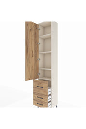 Arges Dolap 4 Raflı 3 Çekmeceli Tek Kapaklı 44x30x221 Aytaşı-Çam
