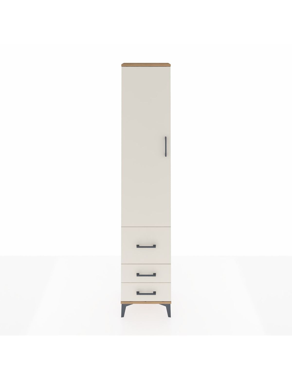 Arges Dolap 4 Raflı 3 Çekmeceli Tek Kapaklı 44x30x221 Çam-Aytaşı