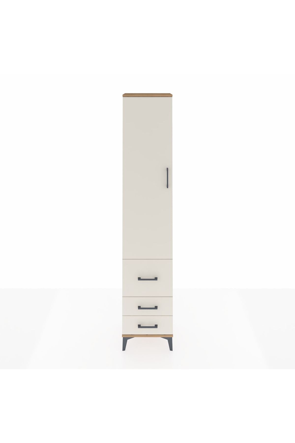 Arges Dolap 4 Raflı 3 Çekmeceli Tek Kapaklı 44x30x221 Çam-Aytaşı