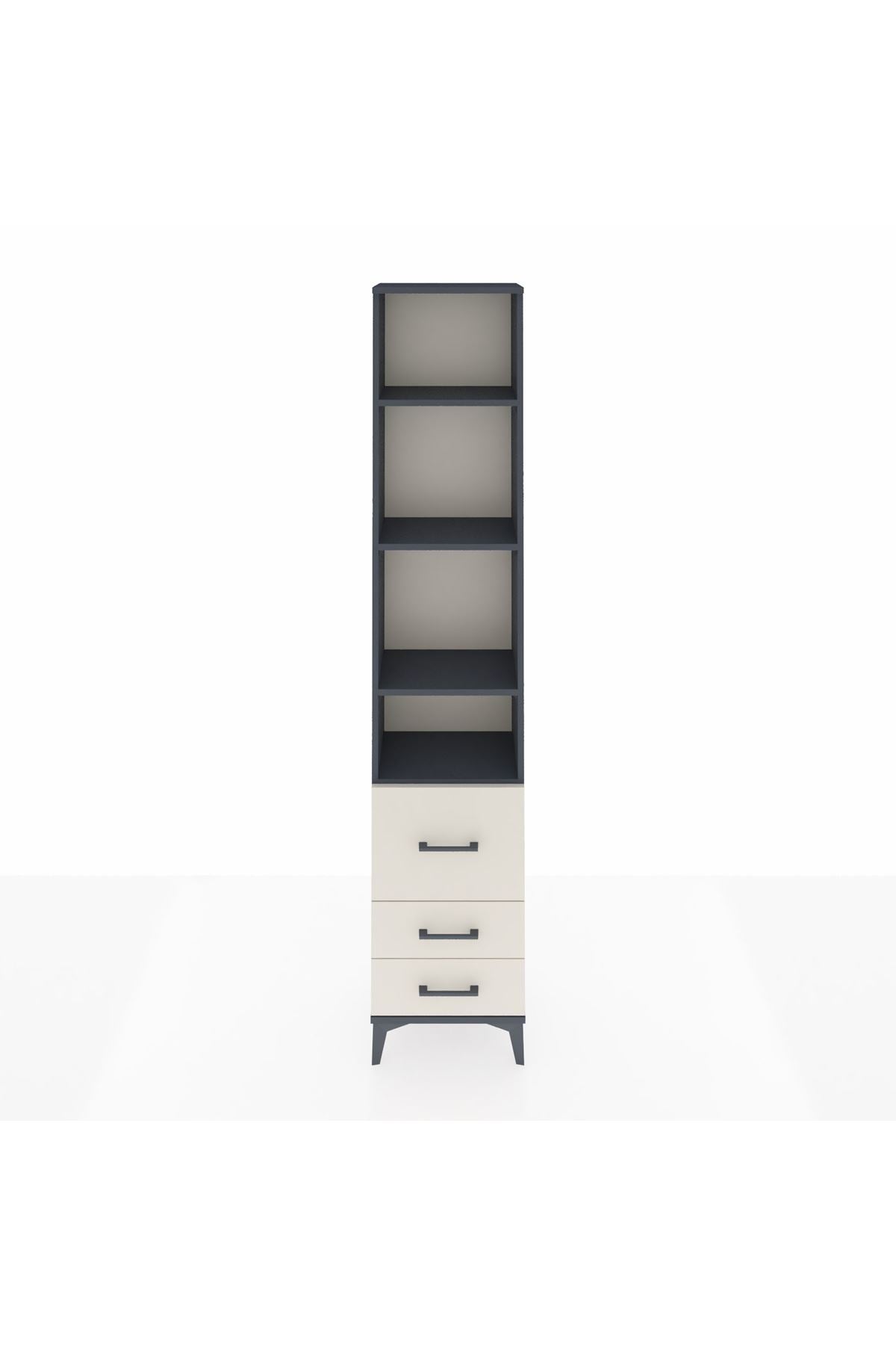 Arges Dolap 4 Raflı 3 Çekmeceli 44x30x221 Antrasit-Aytaşı