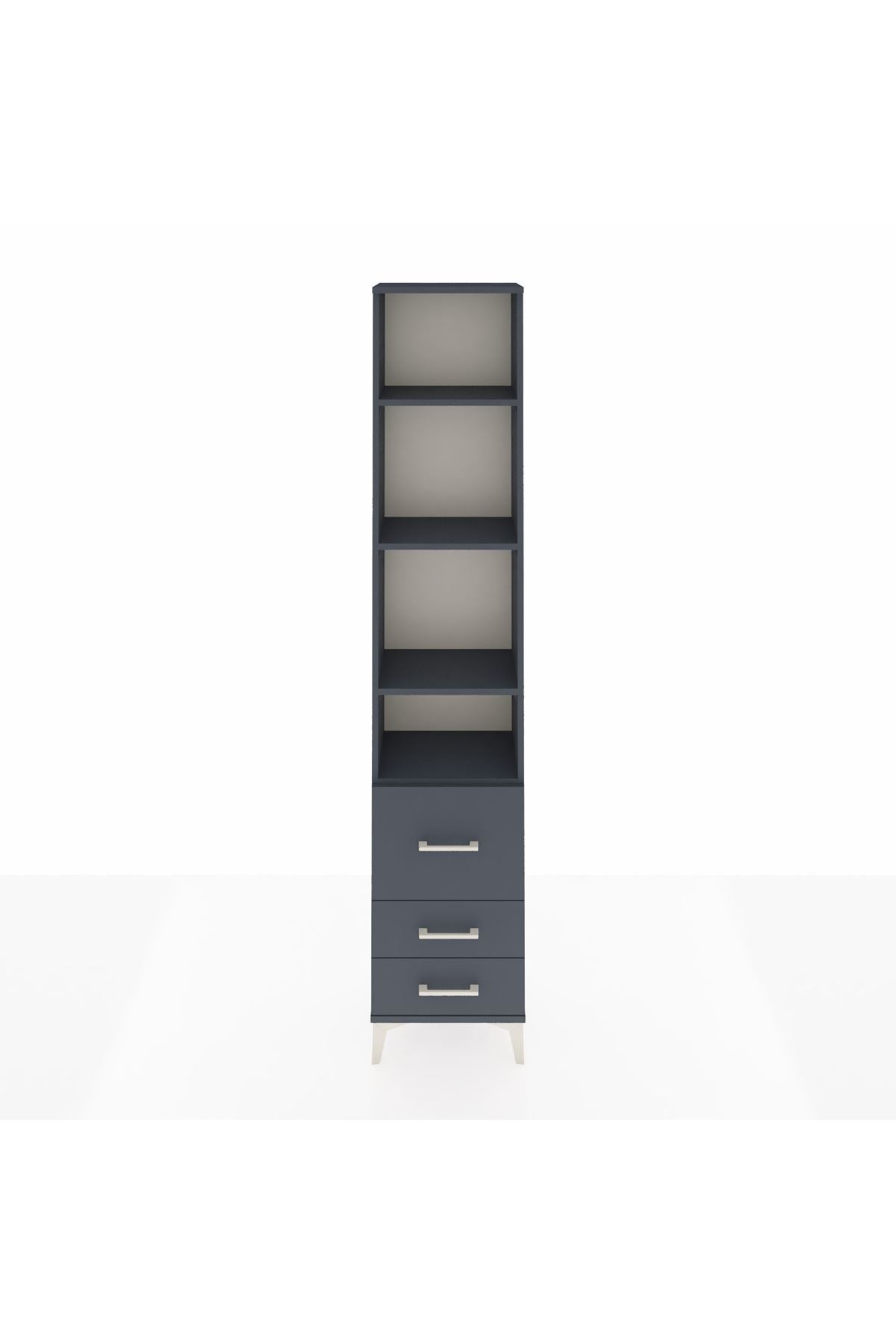 Arges Dolap 4 Raflı 3 Çekmeceli 44x30x221 Antrasit-Antrasit