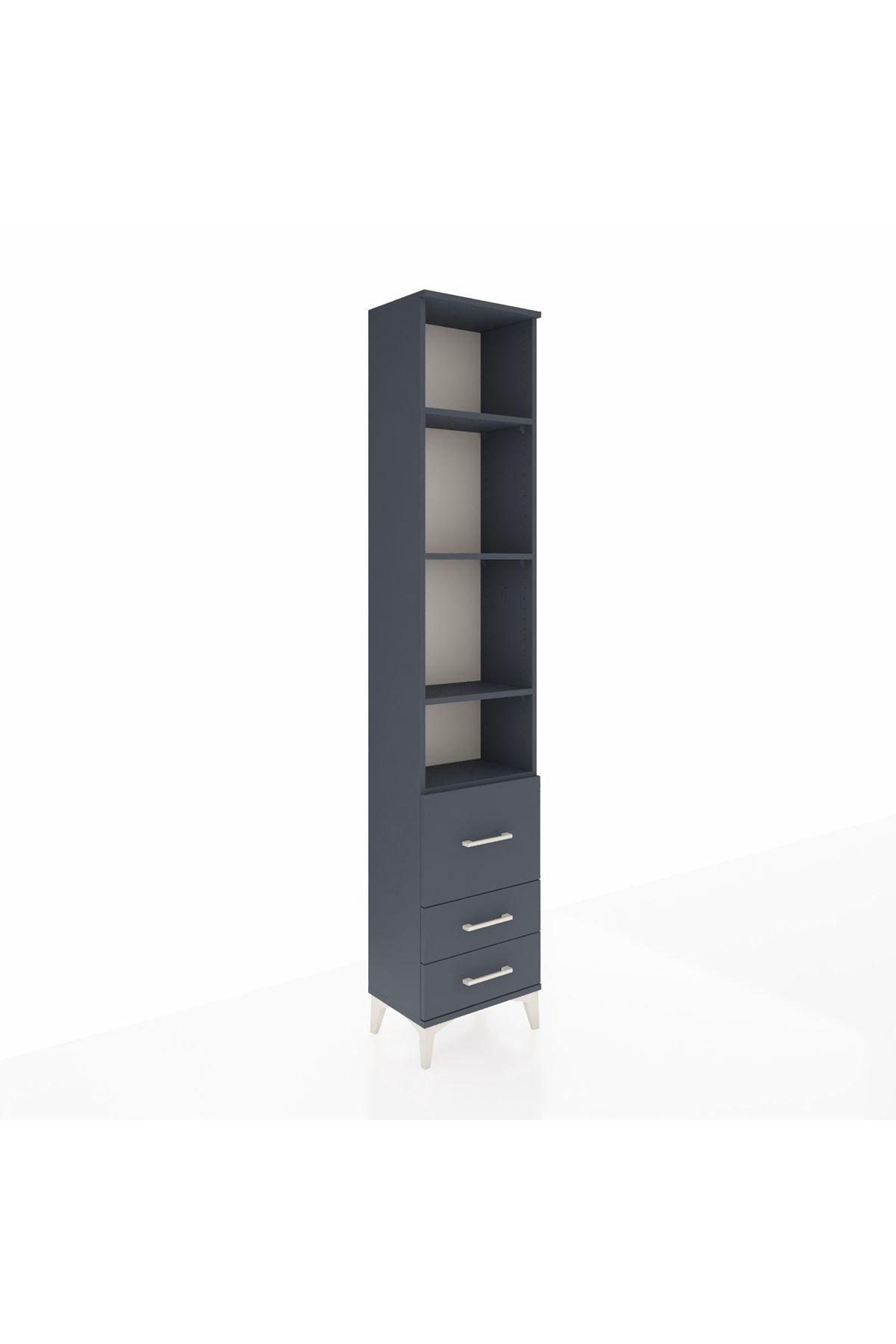 Arges Dolap 4 Raflı 3 Çekmeceli 44x30x221 Antrasit-Antrasit